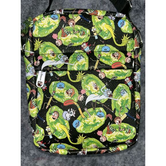 Buckle-Down Handbags - Rick And Morty Adult‎ Swim Buckle Down Crossbody Shoulder Bag Cartoon Neon NWT